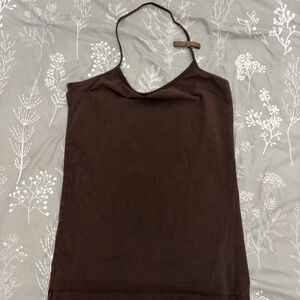 No Boundaries Brown Halter Tank Top